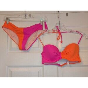Victoria Secret Fabulous Colorblock Cheeky Swimsuit Bikini 32C Bottoms Small New